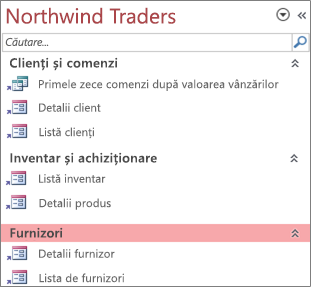 Navigarea particularizată a Northwind Traders