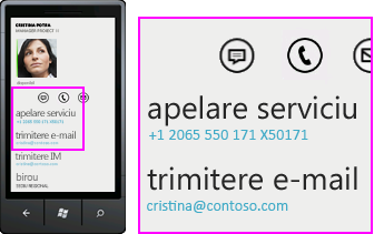 Captură de ecran afișând numărul de telefon al unui apel primit și butonul de răspuns al unui client mobil Lync