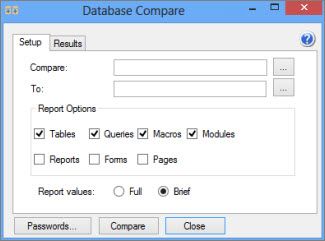 Pile of Alarming undertake Compararea a două versiuni ale unei baze de date (Comparare baze de date)