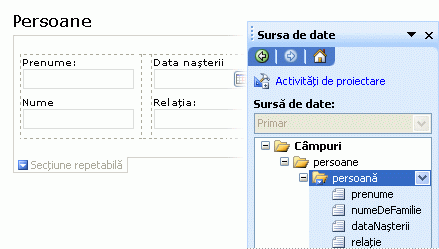 Relationship between repeating section on form and repeating group in Data Source task pane