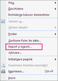 Alegeți Import și export.