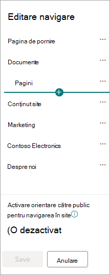 Caseta de dialog de navigare SharePoint pentru site-urile hub.