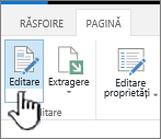 Fila pagină cu butonul Editare evidențiat