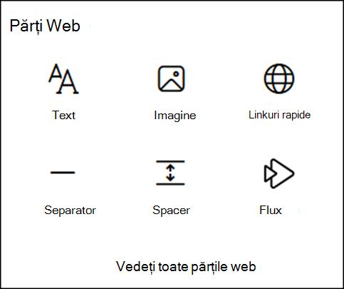 Părți web în caseta de instrumente