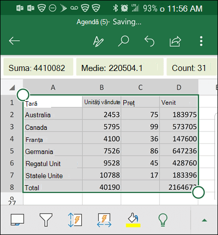 Excel a efectuat conversia datelor și le returnează în grilă.