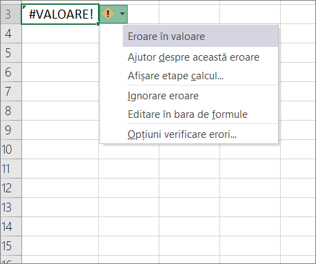 Dropdown list appearing next to Trace Value icon