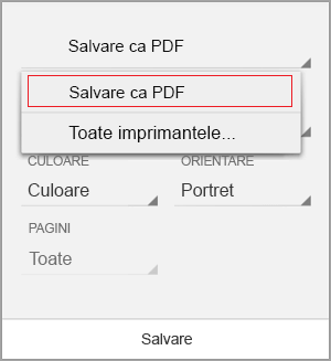 Selectați Salvare ca PDF