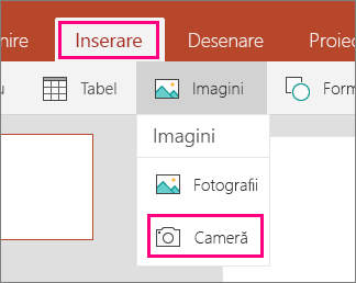 Afișează opțiunea Inserare imagine din cameră în Office Mobile pentru Windows 10