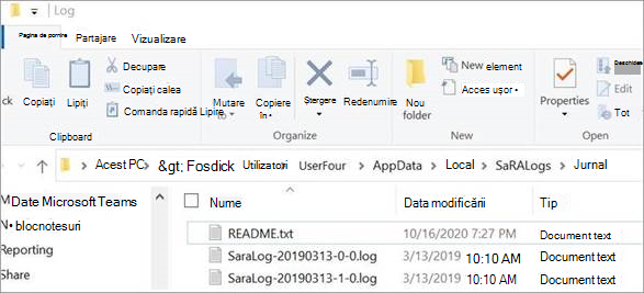 Fereastra Windows Explorer cu README.txt fișier selectat.