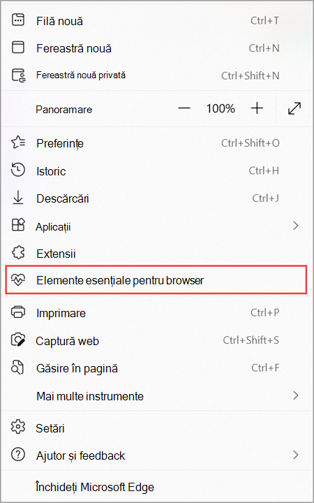 Deschideți Browser Essentials în Setările Microsoft Edge.