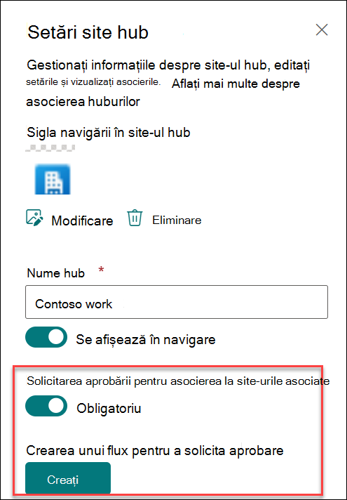 Captură de ecran cu crearea fluxului de aprobare