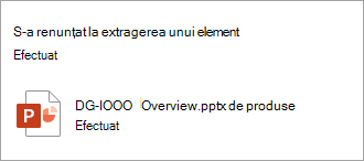 Apare un mesaj care confirmă extragerea eliminată.