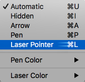 Alegeți indicator laser din meniul pop-up