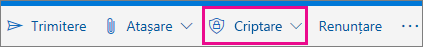 panglica Outlook.com cu butonul Criptare evidențiat