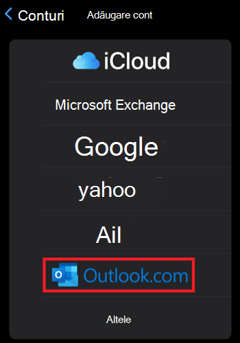 Apple Mail add Outlook.com to iPhone