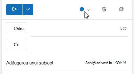 Outlook pentru web Sensitivity icon in a message