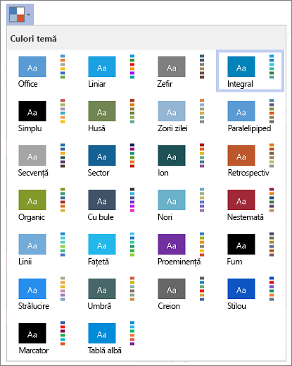 Lista de culori tematice