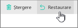 Butonul Restaurare SharePoint Online evidențiat