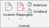 Acceptarea sau respingerea modificărilor