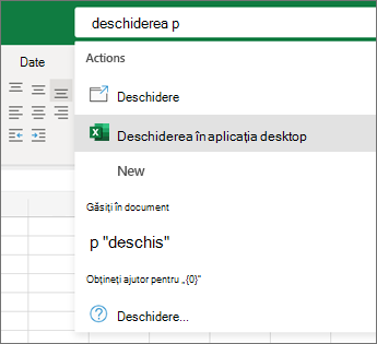 Deschiderea Excel în selecția aplicației desktop
