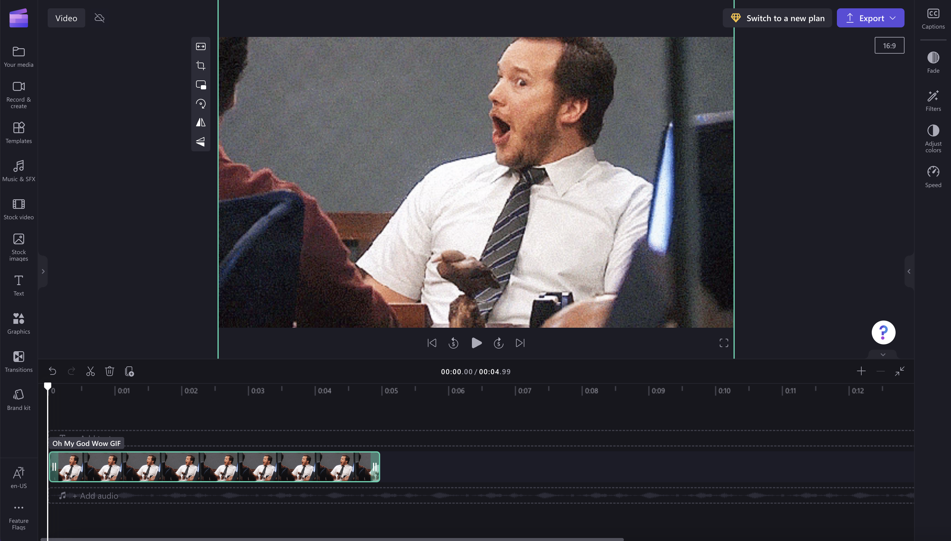 O imagine cu un GIF care se potrivește raportului de aspect video.