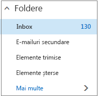 Foldere de e-mail implicite sub Preferințe