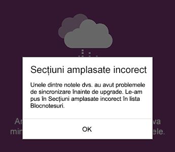 Notificarea secțiunilor plasate în OneNote pentru Android