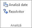 Butonul Analize date în grupul Analize date