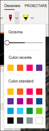 The customize pen menu in PowerPoint for the web
