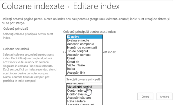 Edit index page with column selected from drop down box