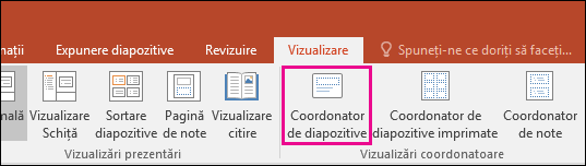 afișează butonul coordonator de diapozitive în panglica din PowerPoint