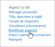 Site settings Look and feel section with Change the look highlighted