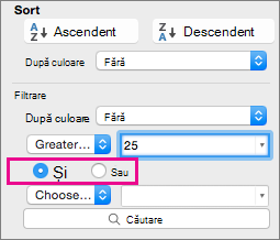 In the Filter box, select And or Or to add more criteria