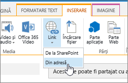 Inserare link utilizând adresa web