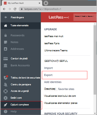 Desktop LastPass export passwords locatio