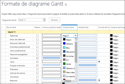Gantt formatting page in Project Online.