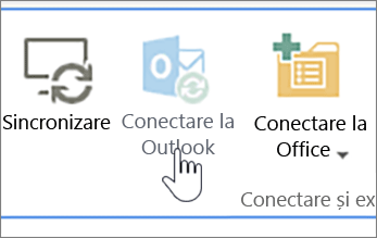 Panglica cu conectarea dezactivată la butonul Outlook cu aceasta evidențiată