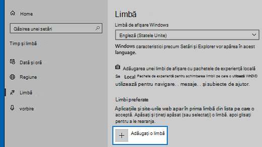 Setările lingvistice în Windows 10