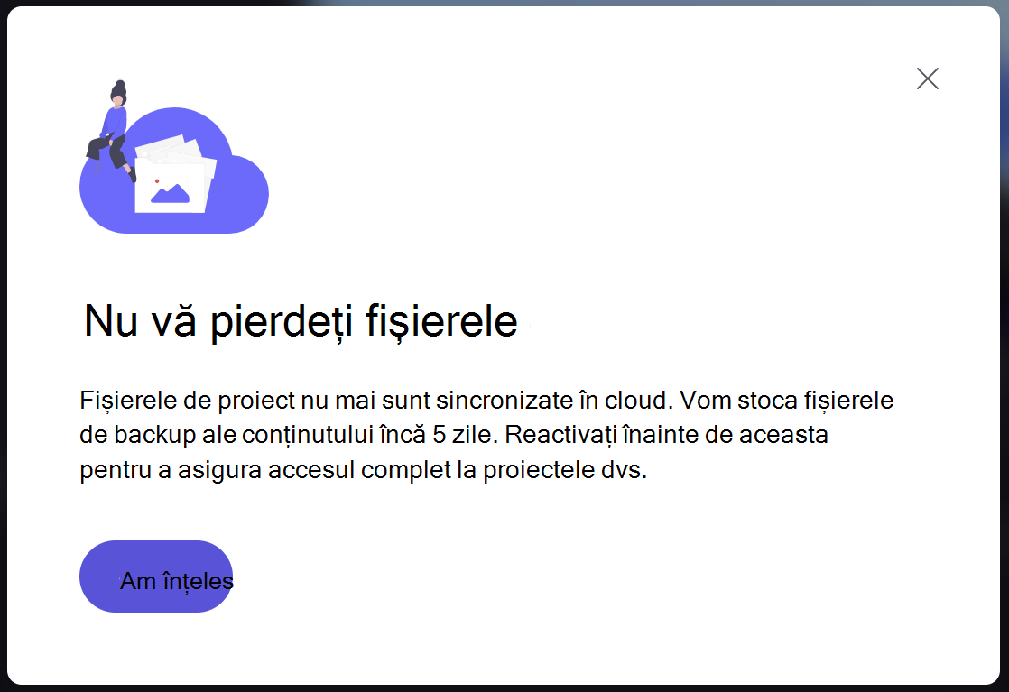 Imagine cu un memento despre cum se utilizează copierea de backup a conținutului