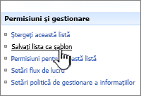 Faceți clic pe Salvare șablon site sub permisiuni și coloană de gestionare