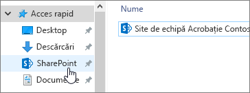 Folder SharePoint sincronizat pe PC cu SharePoint selectat