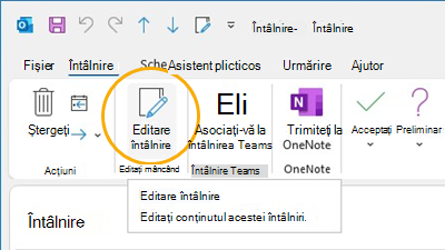 Edit meeting button Customize ribbon in Outlook