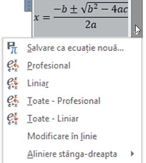 Professional and Linear Options screen