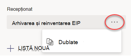Selecting Duplicate from the menu for a list selected under Received