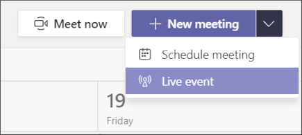 new meeting - live event button