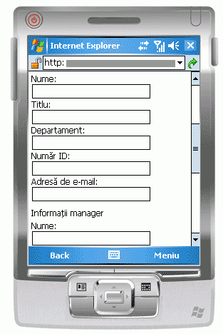 Formular deschis într-un dispozitiv mobil