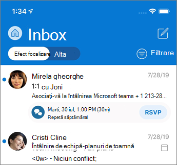 Mesaje prioritare în Outlook Mobile