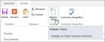 Faceți clic pe element pentru a adăuga atașări