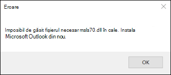 Eroare de pornire Outlook clasic