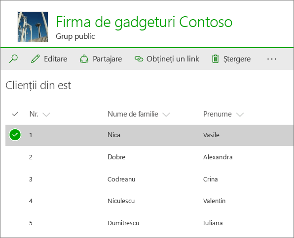 Listă în SharePoint Online